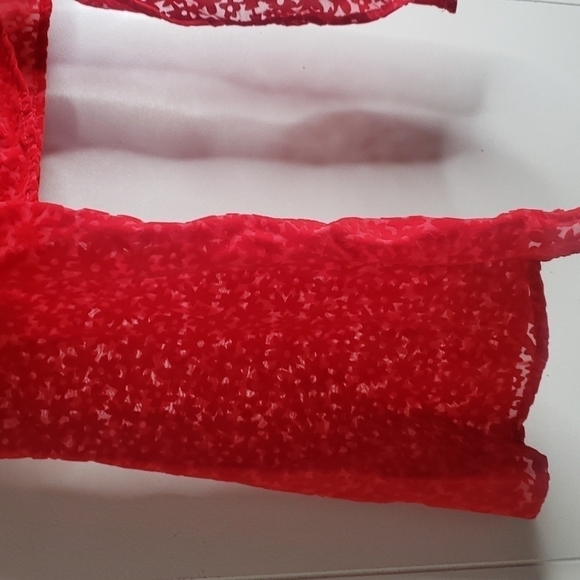 WILD Fable Women's Bell Long Sleeve Tie Front Top - Red Floral - Picture 5 of 10